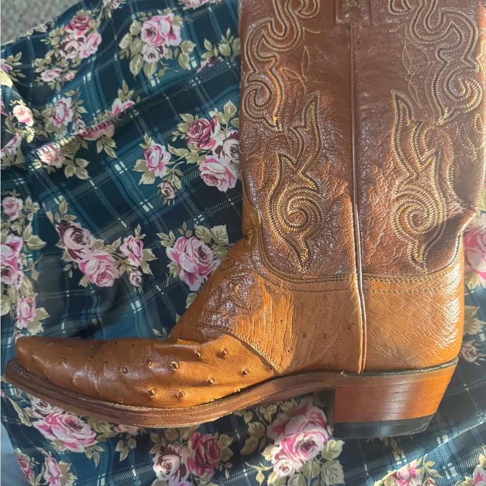 Lucchese ostrich Brown Leather Cowboy Boots - Picture 8 of 16